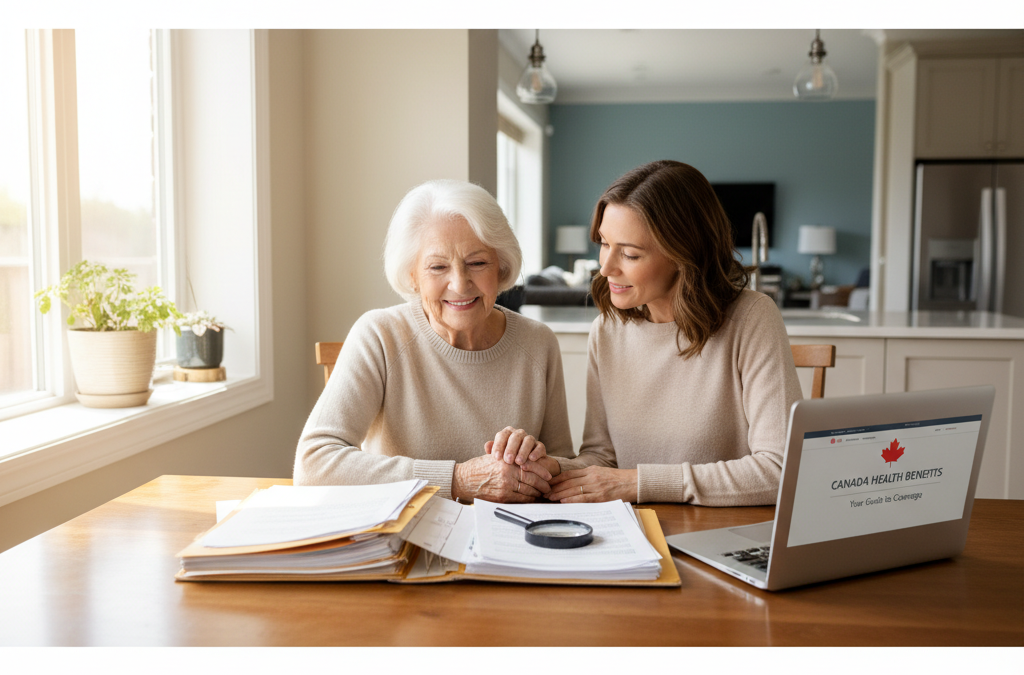Mother and daughter reviewing Ontario home care documents together