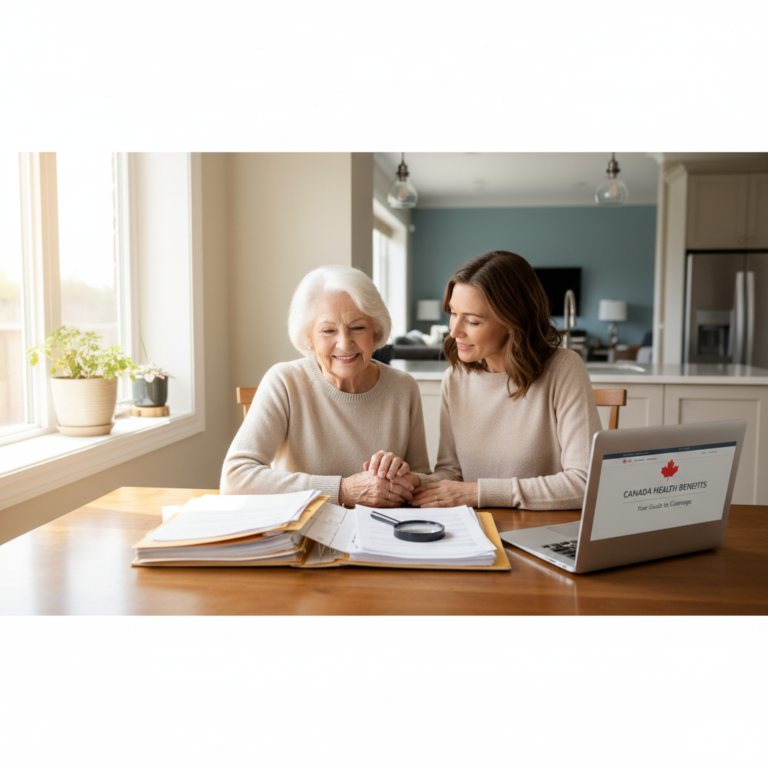 Mother and daughter reviewing Ontario home care documents together