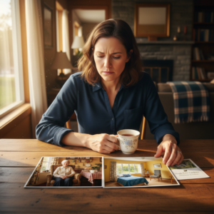 Adult daughter considering home care versus nursing home options for her mother